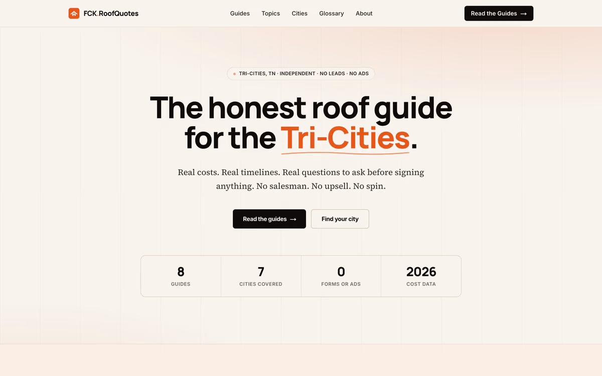 Screenshot of FckRoofQuotes