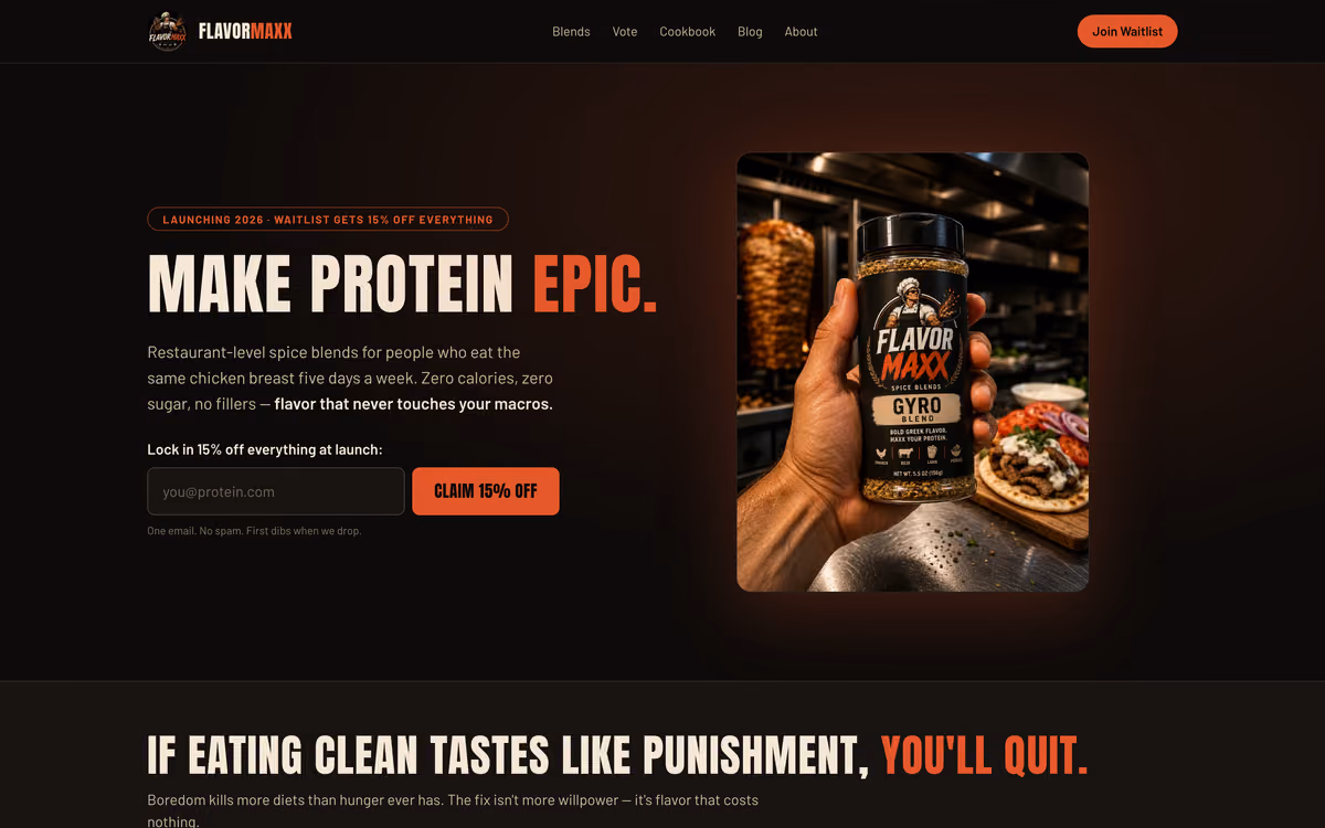 Screenshot of FlavorMaxx